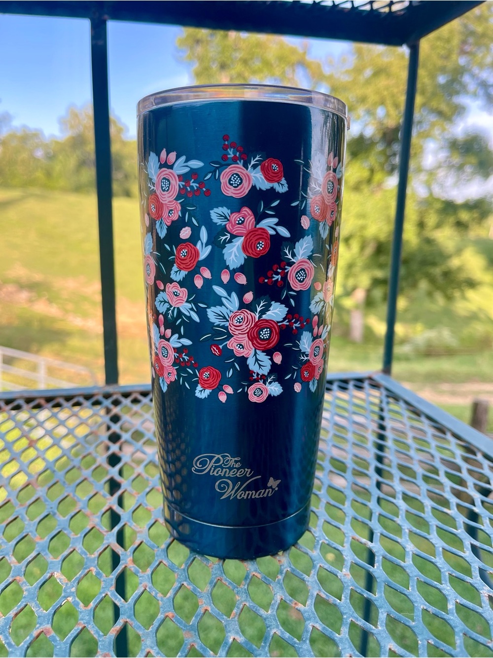 The Pioneer Woman Navy Floral Travel Tumbler